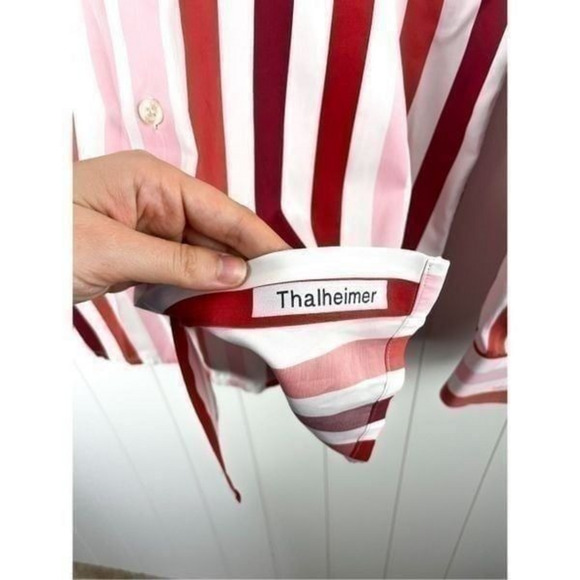 Rykiel Homme Striped Button Down Dress Shirt Valentines Day Red and Pink - Picture 7 of 11